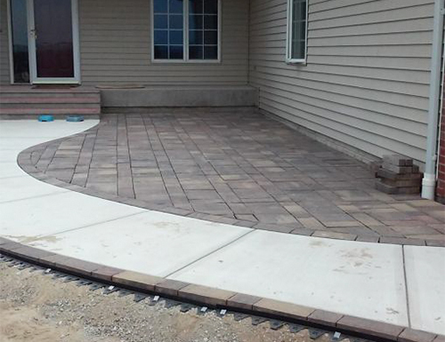 Patterned patio pavers.